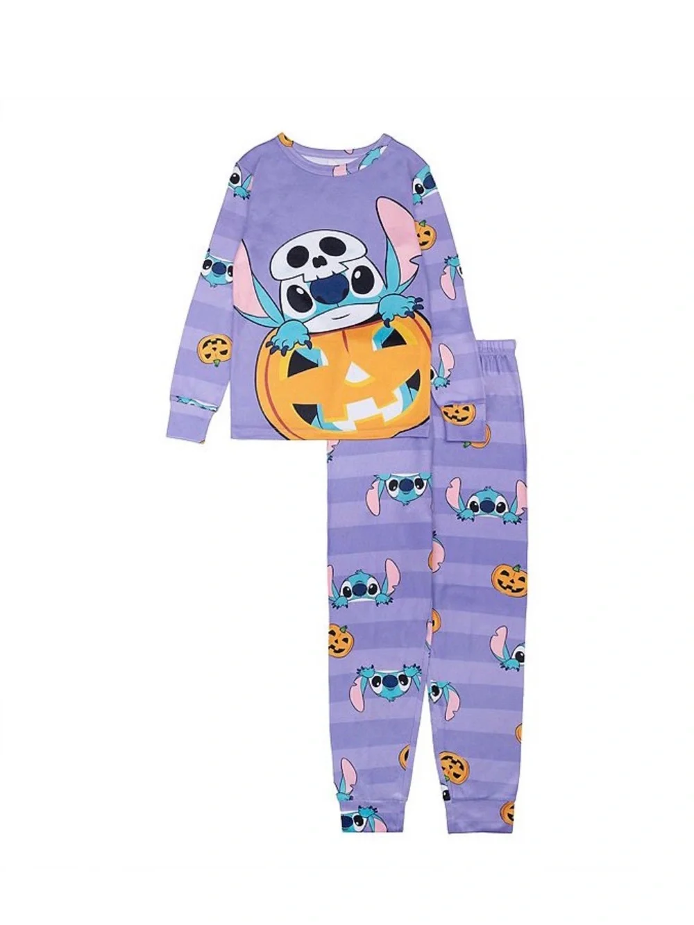 Disney Girls Purple Halloween Stitch Pumpkin Pajama Set - Size 4